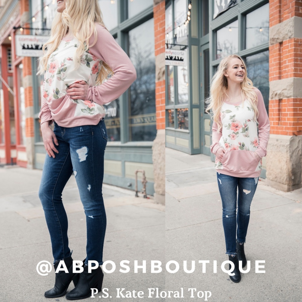 NWT P.S. Kate Trend Notes Floral Long Sleeve Top